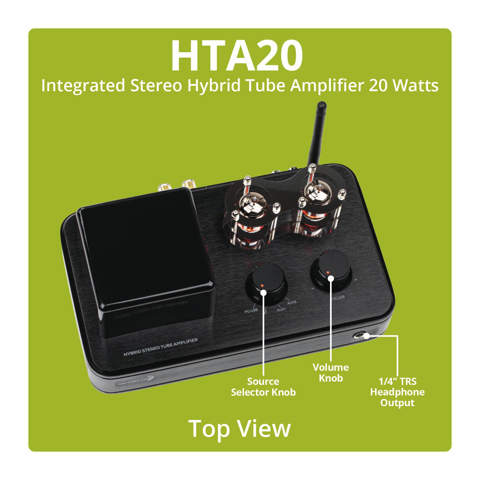 Dayton Audio HTA20 20 Watt Integrated Stereo Hybrid Tube Amplifier